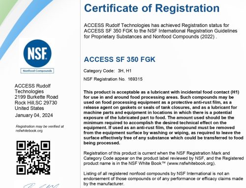 NSF Certification of Registration